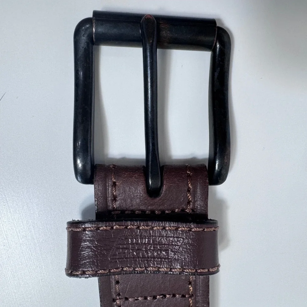 Dickies Mens Brown Leather Belt Matte Black Buckle 46-48 Gorpcore Utility Rugged